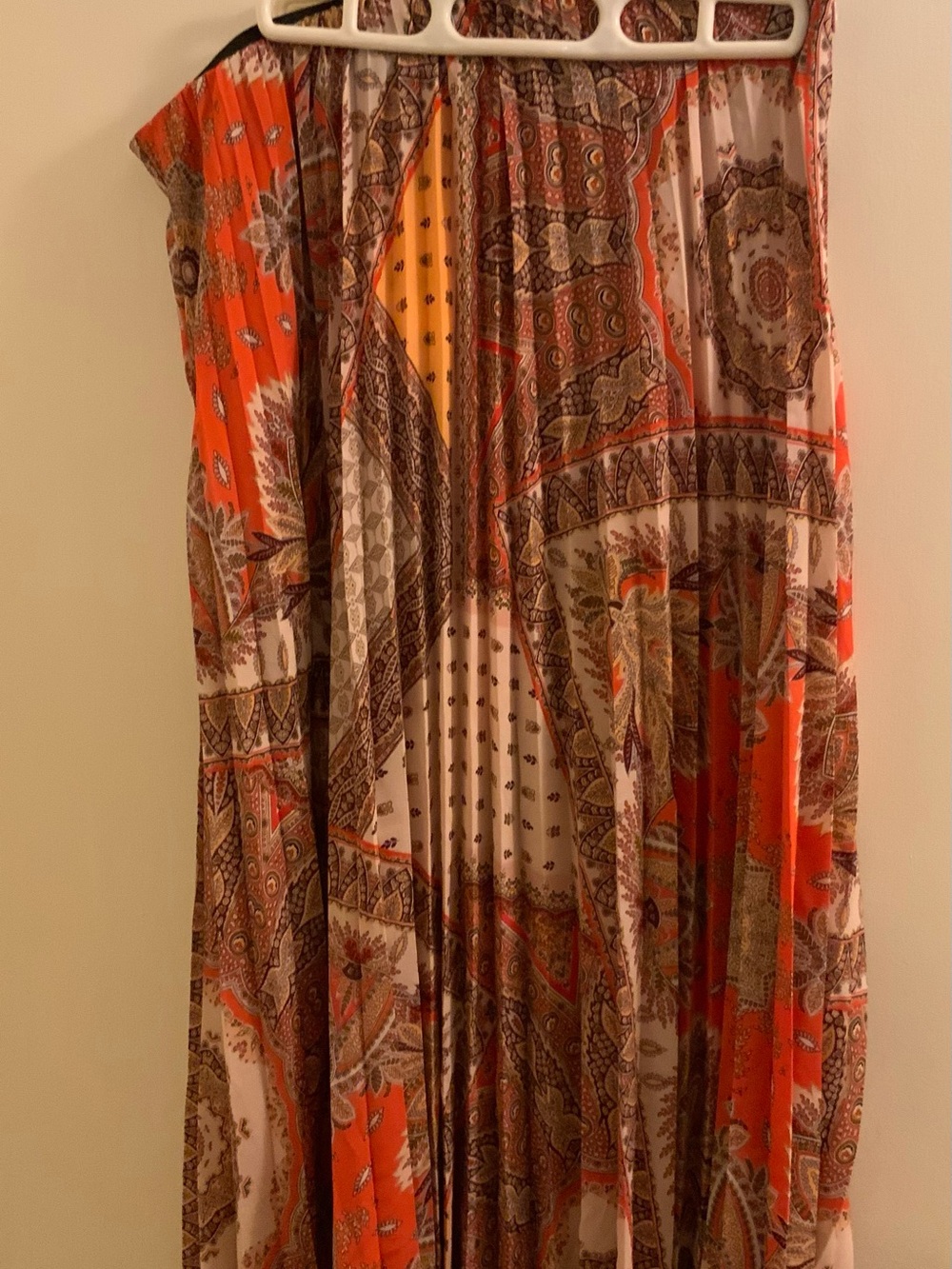 Zara Orange, Brown & Cream Paisley Maxi Skirt